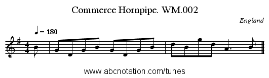 Commerce Hornpipe. WM.002 - staff notation