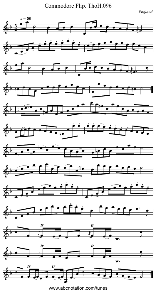 Commodore Flip. ThoH.096 - staff notation