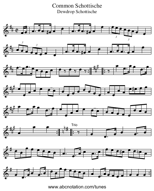 Common Schottische - staff notation