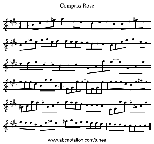 Compass Rose - staff notation