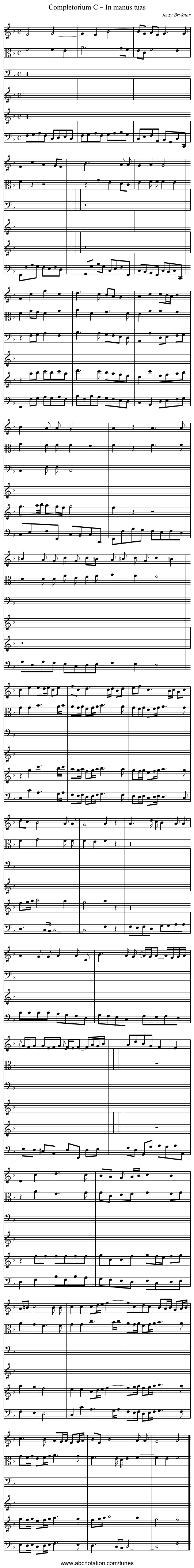 Completorium C – In manus tuas - staff notation