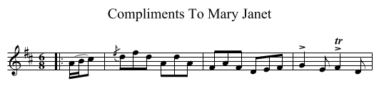 Compliments To Mary Janet - staff notation