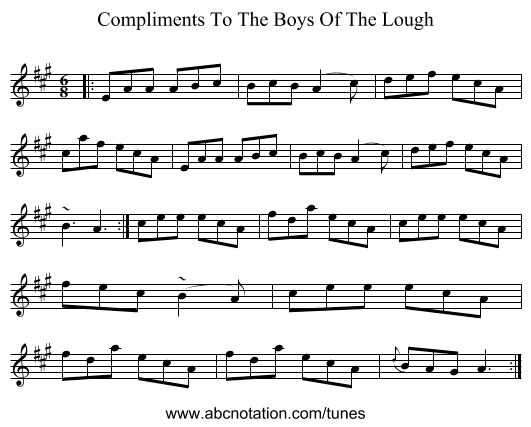 Compliments To The Boys Of The Lough - staff notation