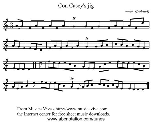 Con Casey's jig - staff notation