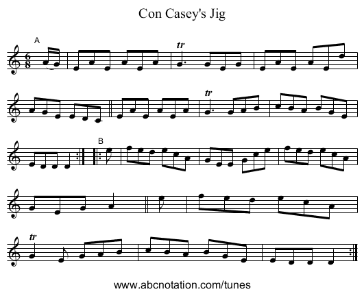 Con Casey's Jig - staff notation