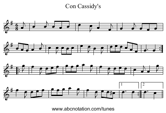Con Cassidy's - staff notation