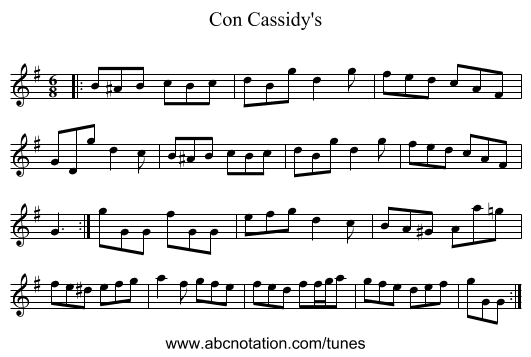 Con Cassidy's - staff notation