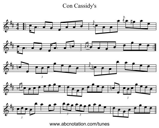 Con Cassidy's - staff notation