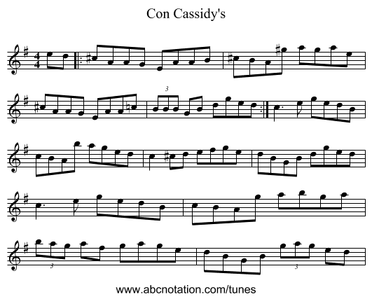 Con Cassidy's - staff notation