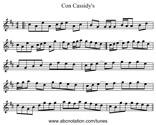 Con Cassidy's - staff notation