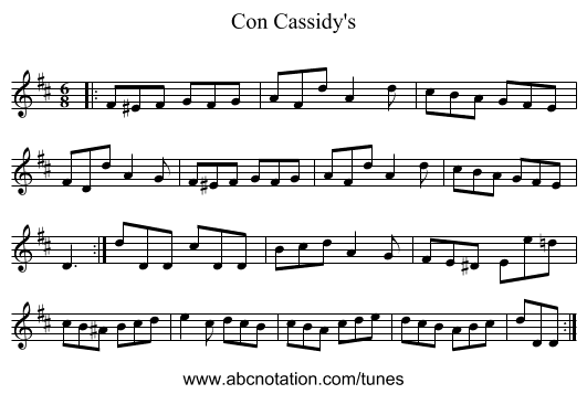 Con Cassidy's - staff notation