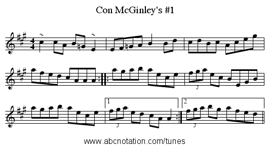 Con McGinley's #1 - staff notation