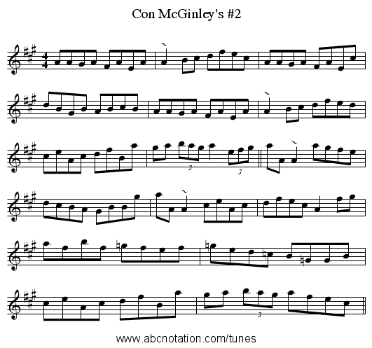 Con McGinley's #2 - staff notation