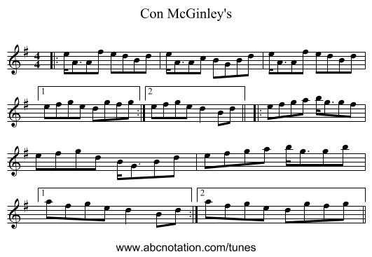Con McGinley's - staff notation