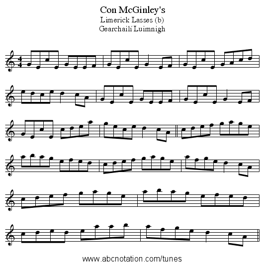 Con McGinley's - staff notation