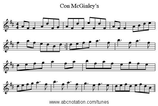 Con McGinley's - staff notation