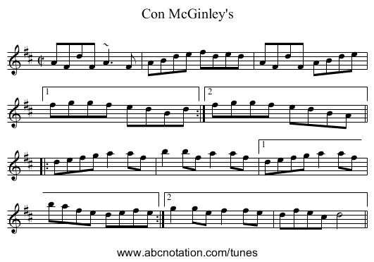 Con McGinley's - staff notation