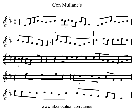 Con Mullane's - staff notation