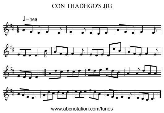 CON THADHGO'S JIG - staff notation