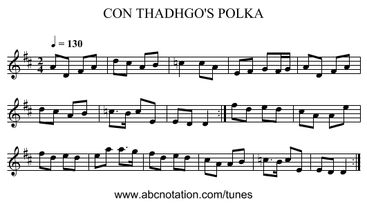 CON THADHGO'S POLKA - staff notation