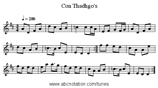 Con Thadhgo's - staff notation