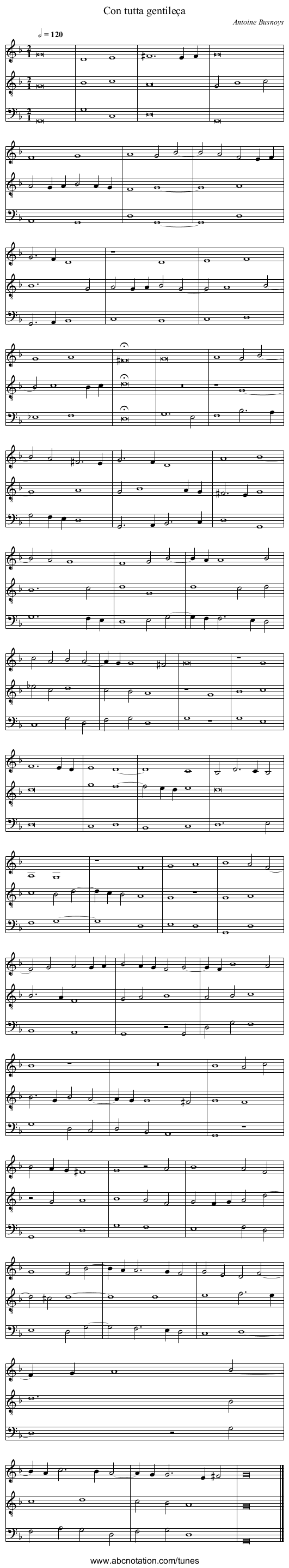 Con tutta gentile&ccedil;a - staff notation