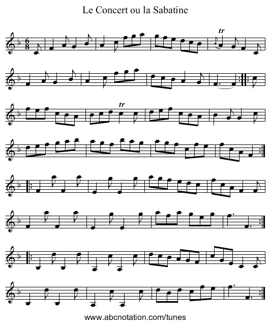 Concert ou la Sabatine, Le - staff notation