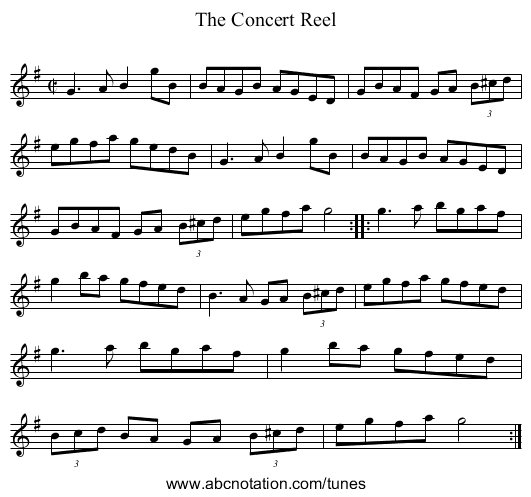 Concert Reel, The - staff notation