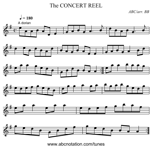 CONCERT REEL, The - staff notation