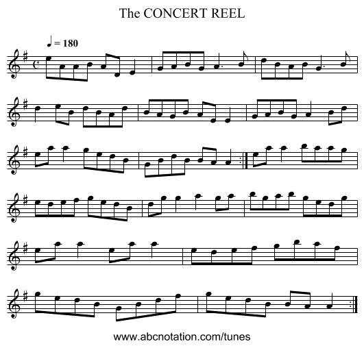 CONCERT REEL, The - staff notation