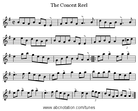 Concert Reel, The - staff notation