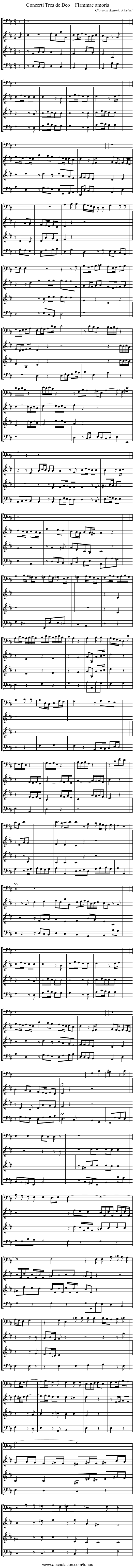 Concerti Tres de Deo – Flammae amoris - staff notation