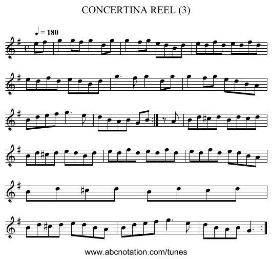CONCERTINA REEL (3) - staff notation