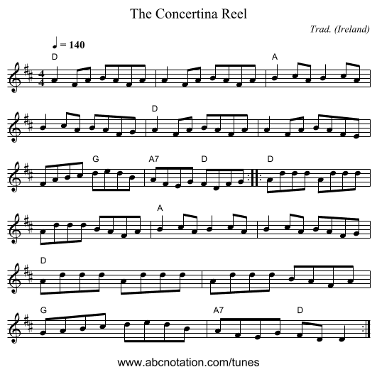 Concertina Reel, The - staff notation
