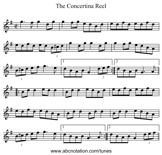 Concertina Reel, The - staff notation