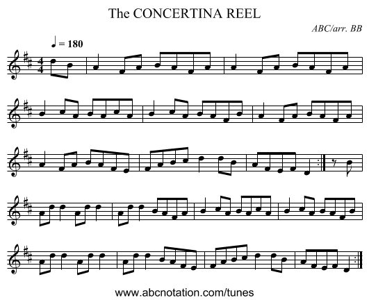 CONCERTINA REEL, The - staff notation