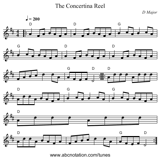 Concertina Reel, The - staff notation
