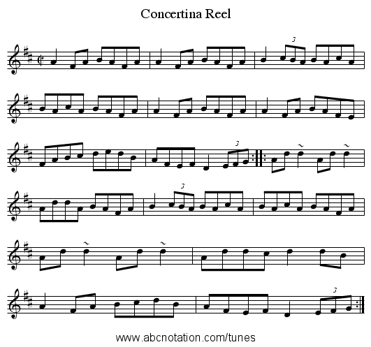 Concertina Reel - staff notation
