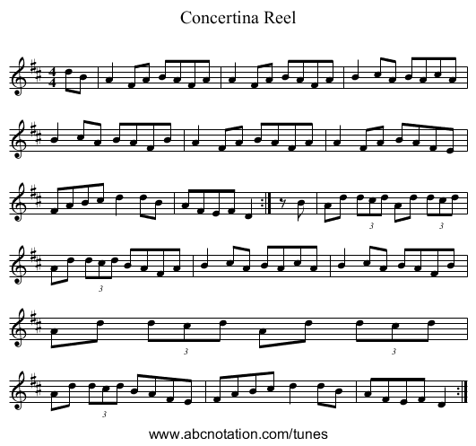 Concertina Reel - staff notation