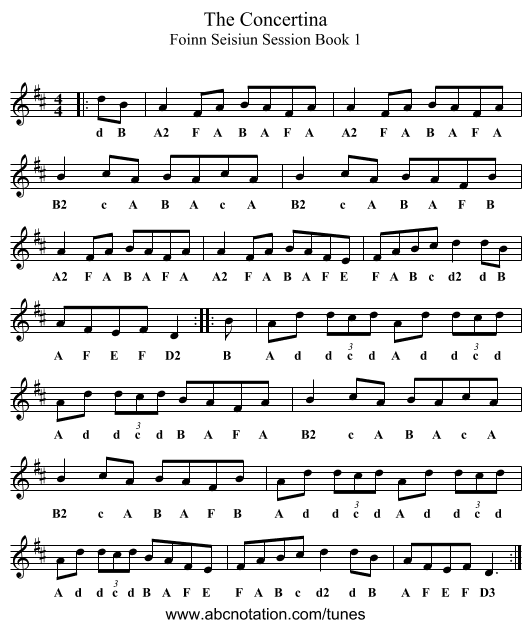 Concertina, The - staff notation