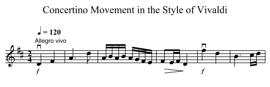 Concertino Movement in the Style of Vivaldi - staff notation