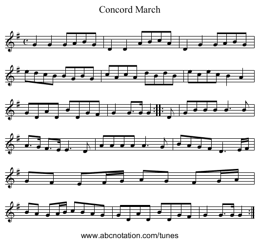 Concord March - staff notation