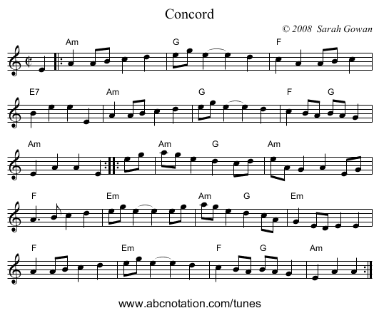 Concord - staff notation