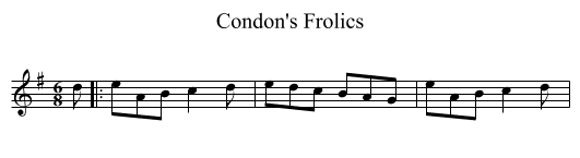 Condon's Frolics - staff notation