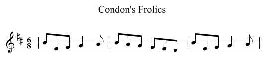 Condon's Frolics - staff notation