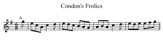 Condon's Frolics - staff notation