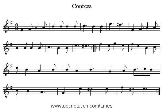 Confess - staff notation