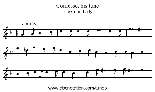 Confesse, his tune - staff notation