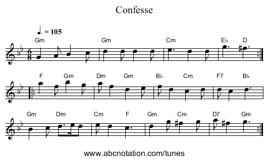Confesse - staff notation