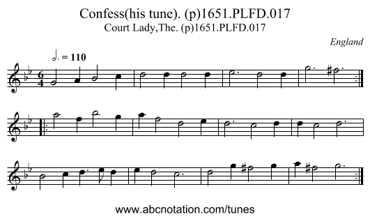Confess(his tune). (p)1651.PLFD.017 - staff notation